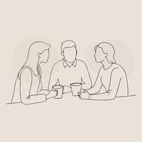 Two people sitting at a table with coffee cups vector