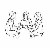 People sitting at a table with drinks and food vector