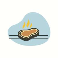 A steak is on a grill with fire vector