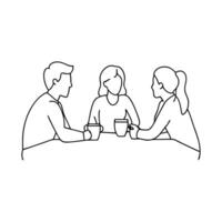 Two people sitting at a table with coffee cups vector