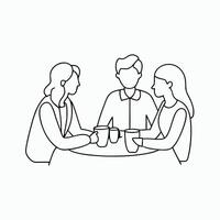 Line drawing of people having a conversation vector