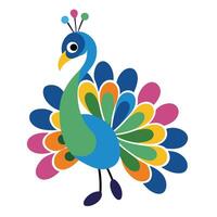 A colorful peacock with a colorful tail vector