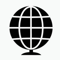 A black and white globe icon on a white background vector