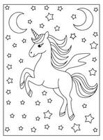 Unicorn jump up Coloring Page illustration vector
