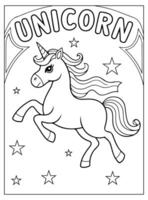 Unicorn text with star. Unicorn Coloring Page for kids vector