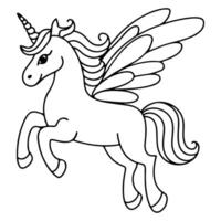 Cute Unicorn line art on white background vector