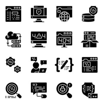 conjunto de programación sólido íconos vector