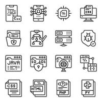 Set of Programming and Development Solid Icons vector