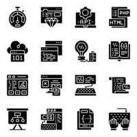 Set of Coding Solid Icons vector
