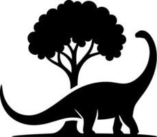 Brontosaurus Silhouette with Tree vector