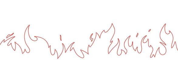 Fire outline background with flame effect. Red graphic heat and burning energy. Flat illustration isolated on white . vector