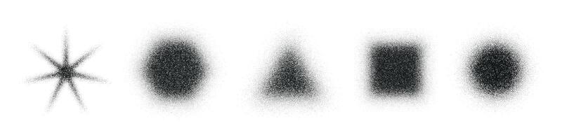 Grainy dot pattern with gradient and noise effect. Abstract stipple figures with spray texture and bitmap. Flat illustration isolated on white background. vector