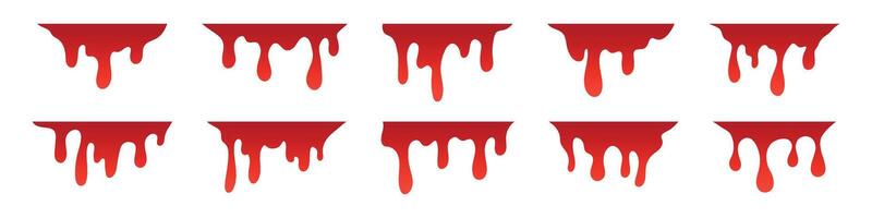 Blood drips pattern and splatters liquid stain texture. Splashes and drops form. Flat illustration isolated vector