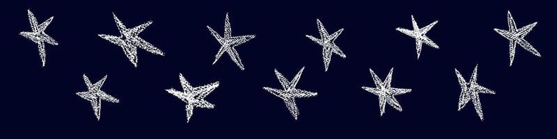 Chalk-drawn star with a doodle and scribble effect. Sketchy icon design on a chalkboard background. vector