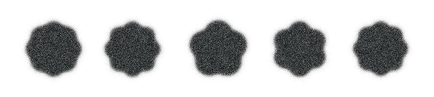Gradient flower shape with grain and noise effect. Geometric halftone element with sand and bitmap texture. Flat illustration isolated on white backround. vector