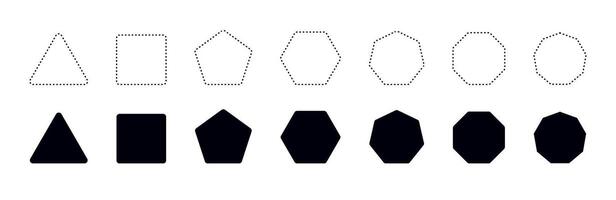Smooth hexagon shape with geometric edges set. Regular polygon icon. Flat illustration isolated on white background. vector