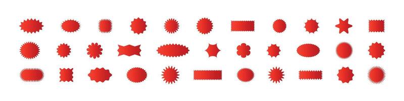 Red starburst shape with round edges .For sale and price tags. Promo label icons. Flat illustration isolated on white background. vector