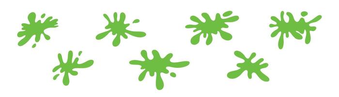 Dripping green goo with splashes and blot effects. Mucus texture blobs. Flat illustration isolated on white background. vector