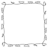 Free drawn romantic rectangular quadrate empty frame. Isolated illustration for decor and design. vector