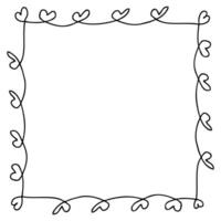 Simple doodle Valentine rectangular square empty frame. Isolated illustration for decor and design. vector
