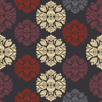 a red and gray floral pattern on a black background vector