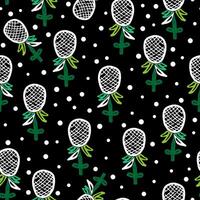 a pattern with a thistle on black background vector