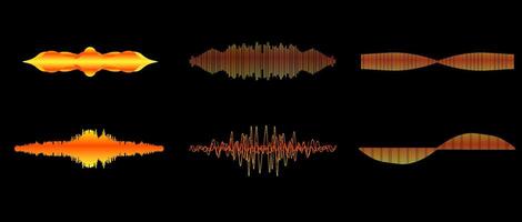 Visual representation of sound waves illustrating various types of audio frequencies in an abstract format vector