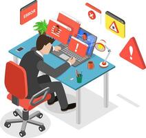 3D Isometric Flat Conceptual Illustration of Computer Virus vector