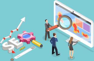 3D Isometric Flat Conceptual Illustration of Website Heatmap vector