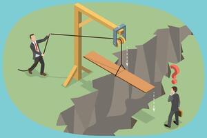 3D Isometric Flat Conceptual Illustration of Business Support vector