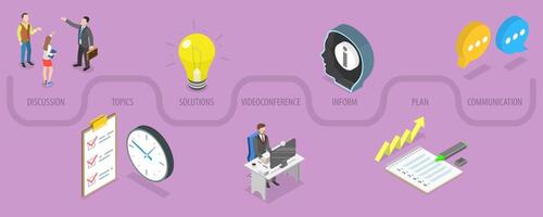 3D Isometric Flat Conceptual Illustration of Team Collaboration vector