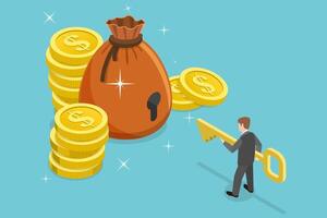 3D Isometric Flat Conceptual Illustration of Access To Financial Services vector