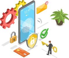 3D Isometric Flat Conceptual Illustration of Password Manager App vector