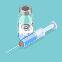 3D Isometric Flat Conceptual Illustration of COVIDE-19 Vaccine vector