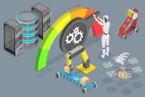 3D Isometric Flat Conceptual Illustration of Level Of Automation vector
