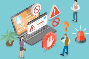 3D Isometric Flat Conceptual Illustration of Spam Link Warning vector