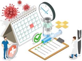 3D Isometric Flat Conceptual Illustration of Vaccination Calendar vector