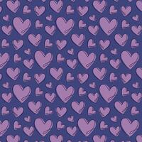 Seamless pattern with hand drawn hearts in lilac tones. vector