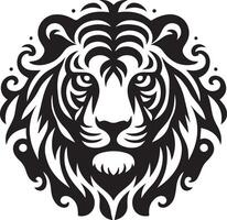 A black and white image of a lion head vector