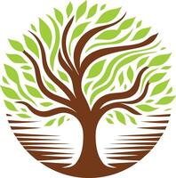 A tree with leaves in a circle vector