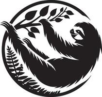 Sloth logo with a black and white image of a sloth vector