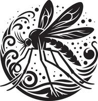 A mosquito with black and white swirls on it vector