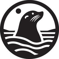 A seal is shown in a circle with the sun in the background vector