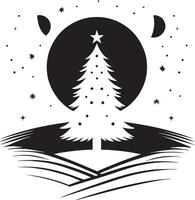 Christmas tree on the moon with stars and moon illustration vector