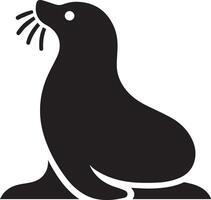 A seal sitting on a rock with its head up vector
