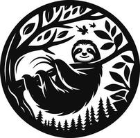 Sloth in the tree, illustration vector