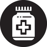 A bottle of medicine with a cross on it vector