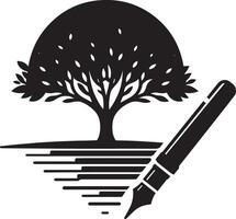 A tree and fountain with a pen in the middle vector