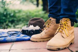 boots to hike and another thing to explore a forest photo