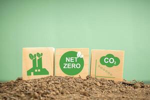 Net-zero emissions in 2050. World Earth day concept. Save earth and environment, and carbon neutral. photo